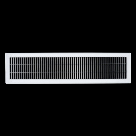 6"x30" White Steel Return Air Floor Grille, Walkable Heavy-Duty Fixed-Blade Vent Cover