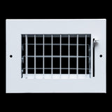 6"x4" White Steel Adjustable Supply Register, Air Vent Cover with Damper for Sidewall Or Ceiling