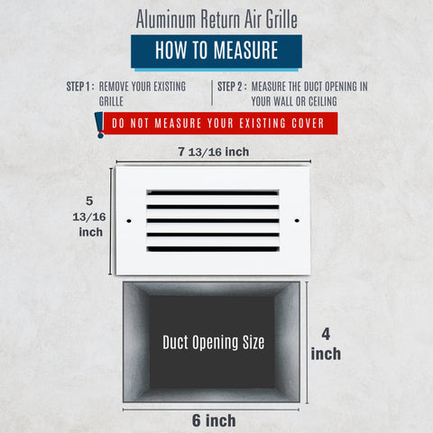 6"x4" White Aluminum Rust-Free Return Air Grille, High-Airflow HVAC Cold Air Intake for Wall & Ceiling