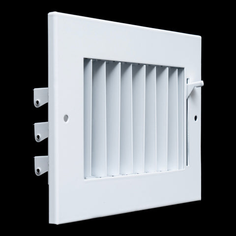 6"x4" White Steel Adjustable Supply Register, Air Vent Cover with Damper for Sidewall Or Ceiling