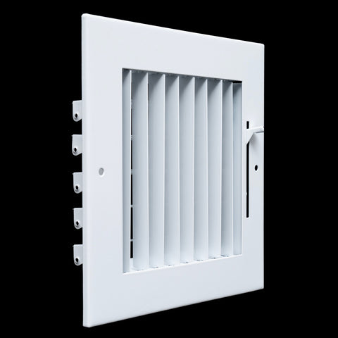 6"x6" White Steel Adjustable Supply Register, Air Vent Cover with Damper for Sidewall Or Ceiling