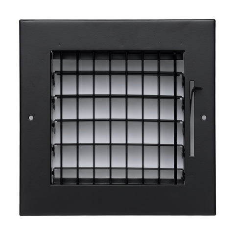6"x6" Black Steel Adjustable Supply Register, Air Vent Cover with Damper for Sidewall Or Ceiling