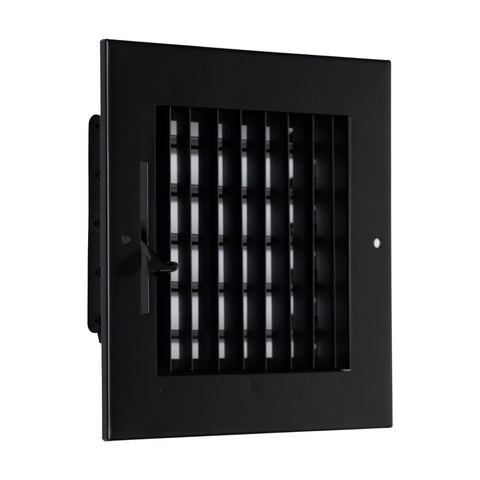 6"x6" Black Steel Adjustable Supply Register, Air Vent Cover with Damper for Sidewall Or Ceiling