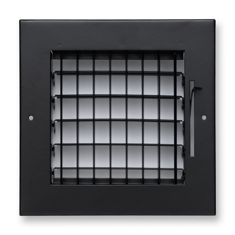 6"x6" Black Steel Adjustable Supply Register, Air Vent Cover with Damper for Sidewall Or Ceiling