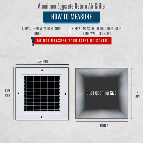6"x6" White Aluminum Eggcrate Return Air Grille, Low-Noise High-Airflow Rust-Proof Vent Cover