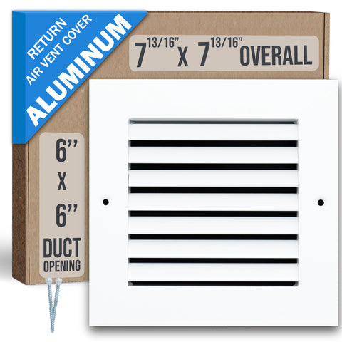 6"x6" White Aluminum Rust-Free Return Air Grille, High-Airflow HVAC Cold Air Intake for Wall & Ceiling