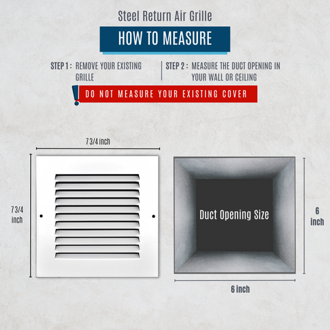 6"x6" White Steel Return Air Grille, High-Airflow HVAC Cold Air Intake for Wall & Ceiling