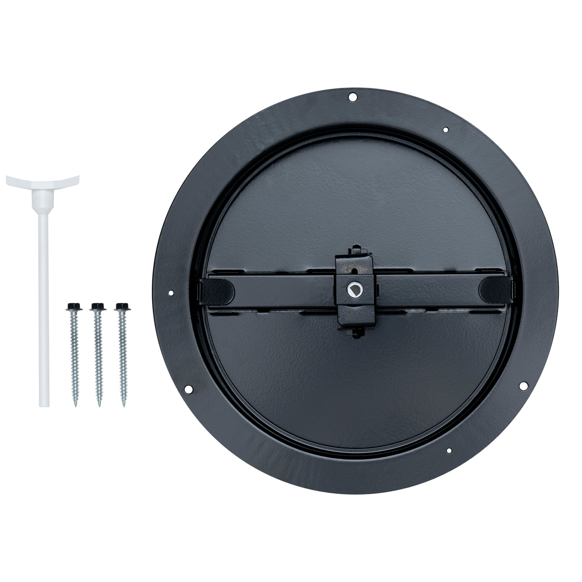 8" Black Steel Butterfly Damper for Round Ceiling Diffuser, Plastic Key Handle