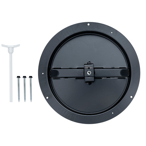 8" Black Steel Butterfly Damper for Round Ceiling Diffuser, Plastic Key Handle