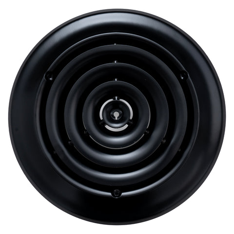 8" Black Steel Round Ceiling Diffuser, Supply Vent Cover for Round Neck Air Ducts