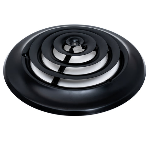 8" Black Steel Round Ceiling Diffuser, Supply Vent Cover for Round Neck Air Ducts