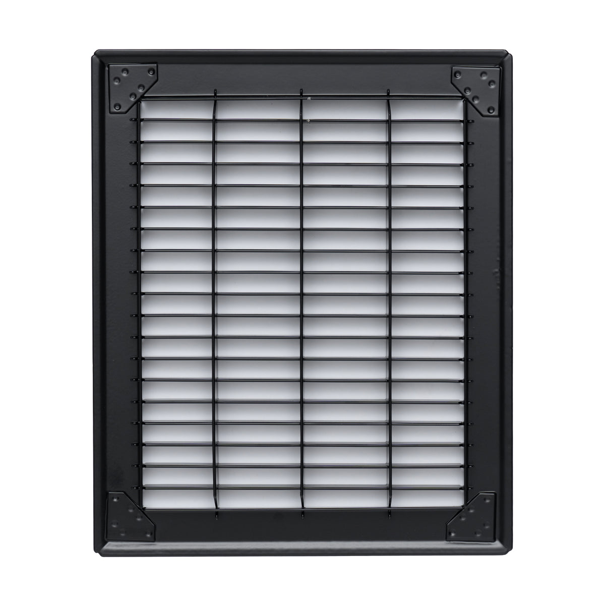 8"x10" Black Steel Return Air Floor Grille, Walkable Heavy-Duty Fixed-Blade Vent Cover