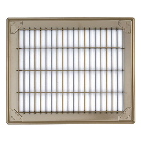 8"x10" Brown Steel Return Air Floor Grille, Walkable Heavy-Duty Fixed-Blade Vent Cover
