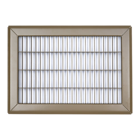 8"x12" Brown Steel Return Air Floor Grille, Walkable Heavy-Duty Fixed-Blade Vent Cover