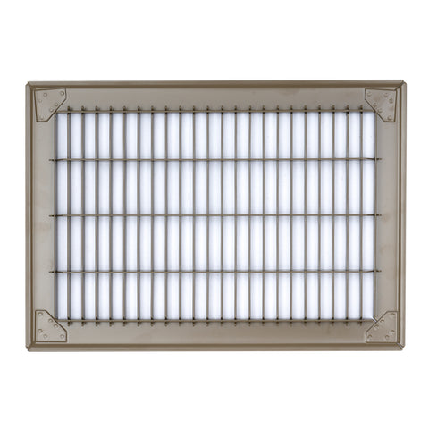 8"x12" Brown Steel Return Air Floor Grille, Walkable Heavy-Duty Fixed-Blade Vent Cover