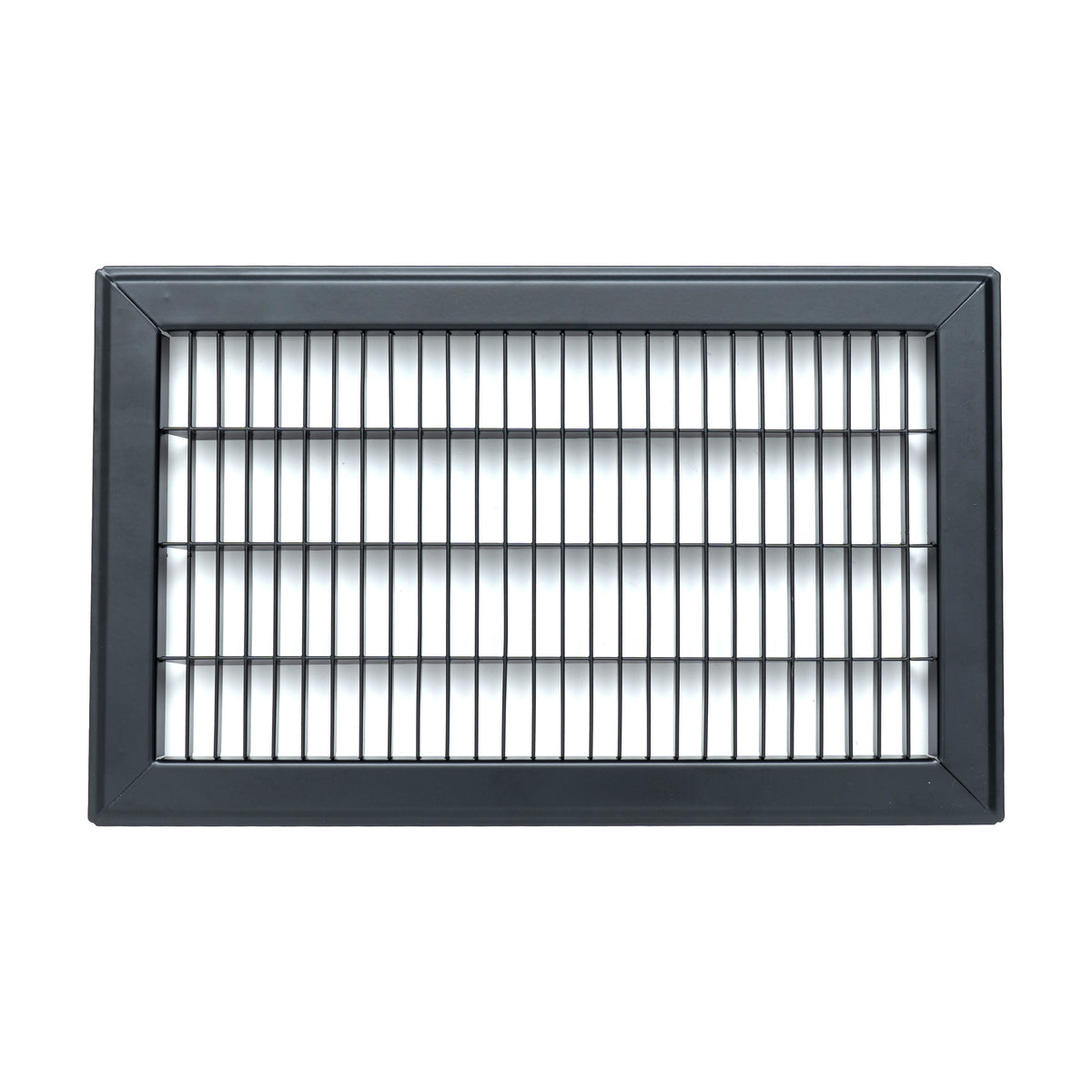 8"x14" Black Steel Return Air Floor Grille, Walkable Heavy-Duty Fixed-Blade Vent Cover