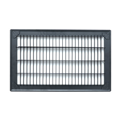8"x14" Black Steel Return Air Floor Grille, Walkable Heavy-Duty Fixed-Blade Vent Cover