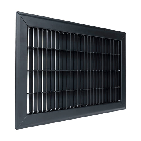8"x14" Black Steel Return Air Floor Grille, Walkable Heavy-Duty Fixed-Blade Vent Cover