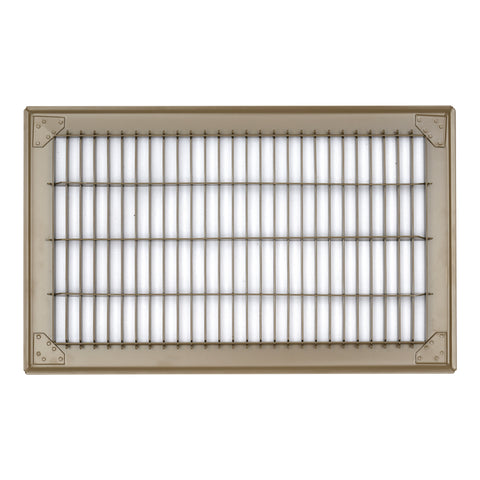 8"x14" Brown Steel Return Air Floor Grille, Walkable Heavy-Duty Fixed-Blade Vent Cover