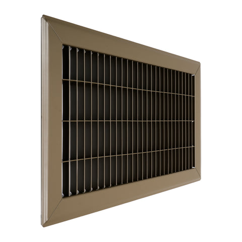 8"x14" Brown Steel Return Air Floor Grille, Walkable Heavy-Duty Fixed-Blade Vent Cover