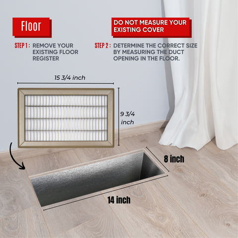 8"x14" Brown Steel Return Air Floor Grille, Walkable Heavy-Duty Fixed-Blade Vent Cover