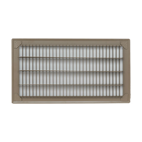 8"x16" Brown Steel Return Air Floor Grille, Walkable Heavy-Duty Fixed-Blade Vent Cover