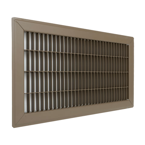 8"x16" Brown Steel Return Air Floor Grille, Walkable Heavy-Duty Fixed-Blade Vent Cover