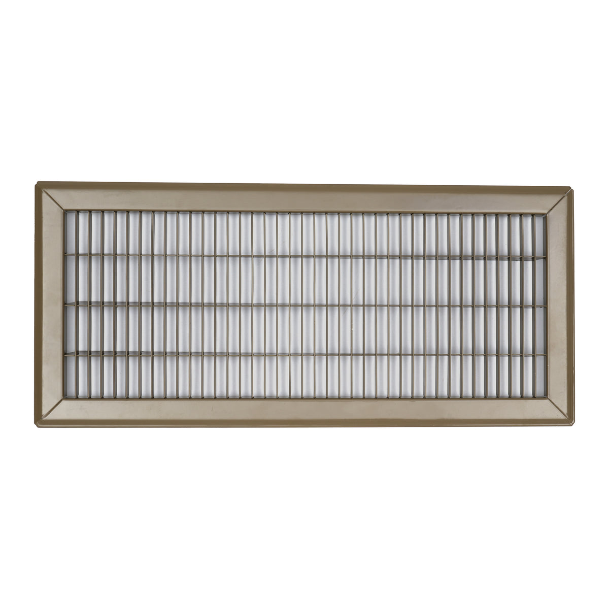 8"x20" Brown Steel Return Air Floor Grille, Walkable Heavy-Duty Fixed-Blade Vent Cover