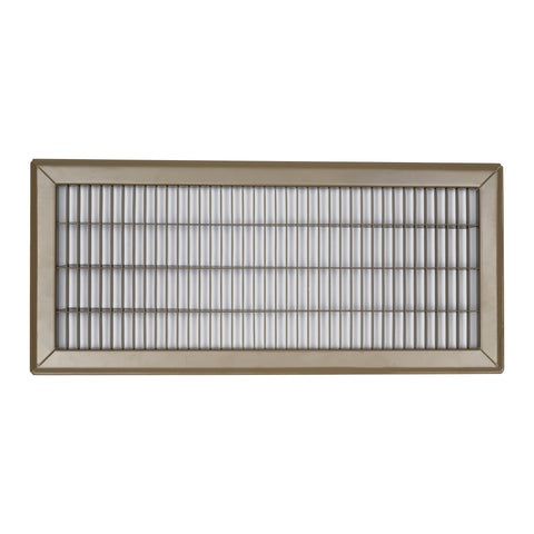 8"x20" Brown Steel Return Air Floor Grille, Walkable Heavy-Duty Fixed-Blade Vent Cover
