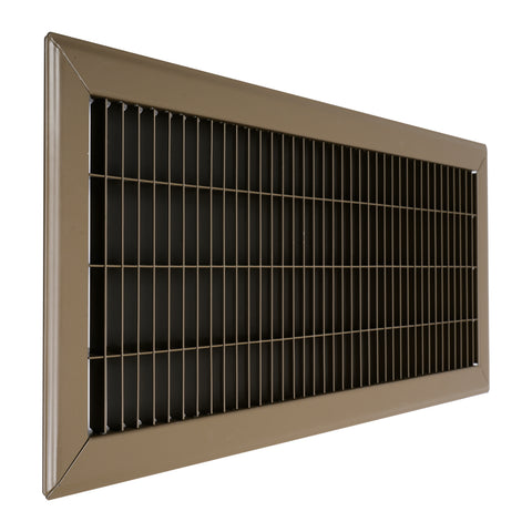 8"x20" Brown Steel Return Air Floor Grille, Walkable Heavy-Duty Fixed-Blade Vent Cover