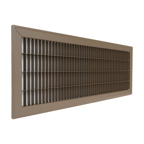 8"x24" Brown Steel Return Air Floor Grille, Walkable Heavy-Duty Fixed-Blade Vent Cover
