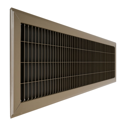 8"x30" Brown Steel Return Air Floor Grille, Walkable Heavy-Duty Fixed-Blade Vent Cover