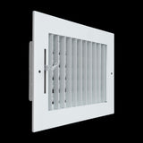 8"x6" White Steel Adjustable Supply Register, Air Vent Cover with Damper for Sidewall Or Ceiling