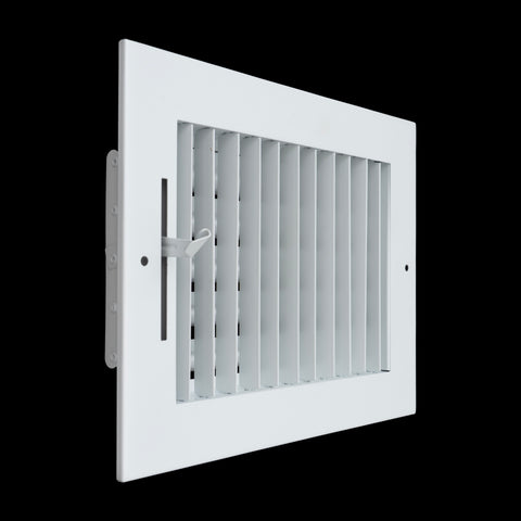 8"x6" White Steel Adjustable Supply Register, Air Vent Cover with Damper for Sidewall Or Ceiling