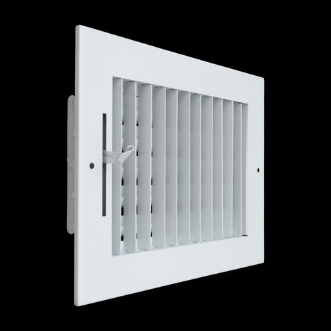 8"x6" White Steel Adjustable Supply Register, Air Vent Cover with Damper for Sidewall Or Ceiling