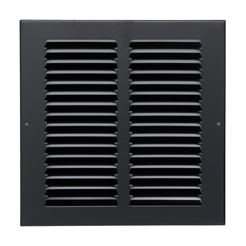 8"x8" Black Steel Return Air Grille, High-Airflow HVAC Cold Air Intake for Wall & Ceiling