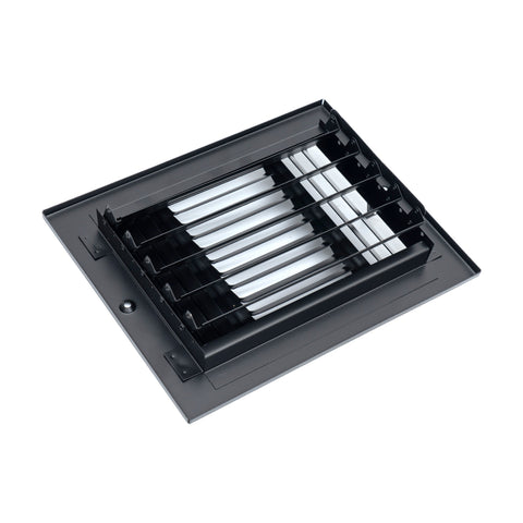 8"x6" 3-Way Black Steel Air Supply Diffuser, Directional Register Vent Cover for Sidewall Or Ceiling