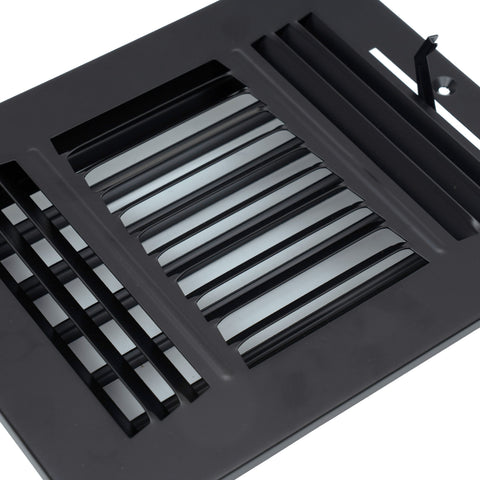 8"x6" 3-Way Black Steel Air Supply Diffuser, Directional Register Vent Cover for Sidewall Or Ceiling