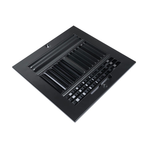 8"x8" 4-Way Black Steel Air Supply Diffuser, Directional Register Vent Cover for Sidewall Or Ceiling