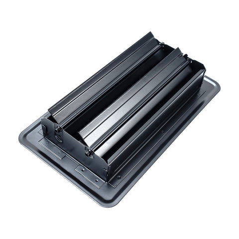 4"x8" Black Steel Floor Register, Walkable Heavy-Duty Louvered Vent Cover with Damper