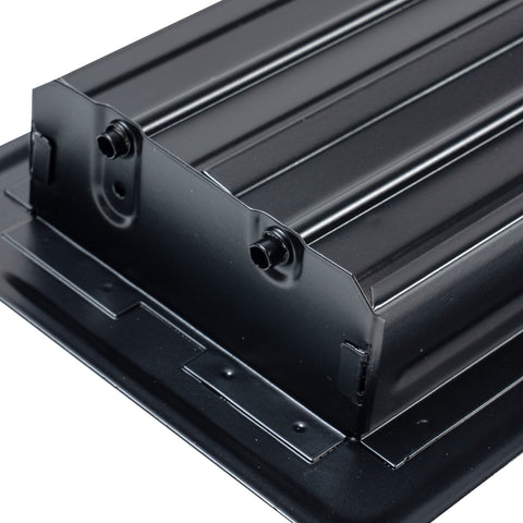 4"x12" Black Steel Floor Register, Walkable Heavy-Duty Louvered Vent Cover with Damper