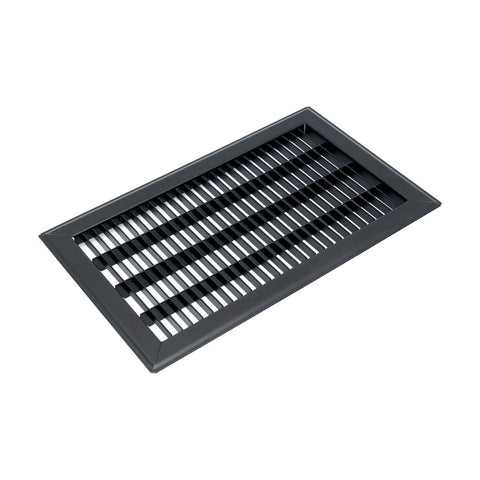 8"x10" Black Steel Return Air Floor Grille, Walkable Heavy-Duty Fixed-Blade Vent Cover
