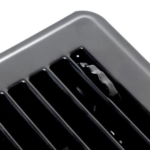 10"x2" Black Steel Floor Register, Walkable Heavy-Duty Louvered Vent Cover with Damper