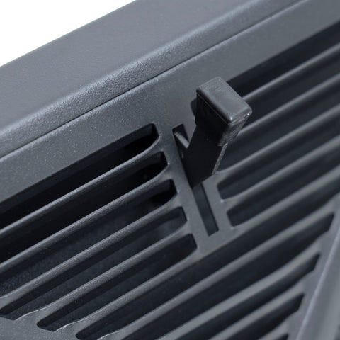 18" Black Steel Corner Baseboard Register, Round Airflow Adjustable Vent Cover