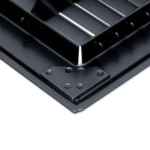 6"x24" Black Steel Return Air Floor Grille, Walkable Heavy-Duty Fixed-Blade Vent Cover