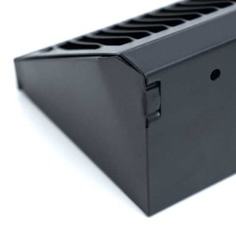 18" Black Steel Corner Baseboard Register, Round Airflow Adjustable Vent Cover