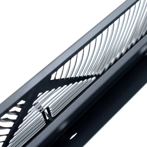 18" Black Steel Corner Baseboard Register, Round Airflow Adjustable Vent Cover