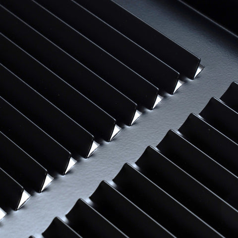 30"x8" Black Steel Baseboard Return Air Grille, 7/8" Turnback Depth