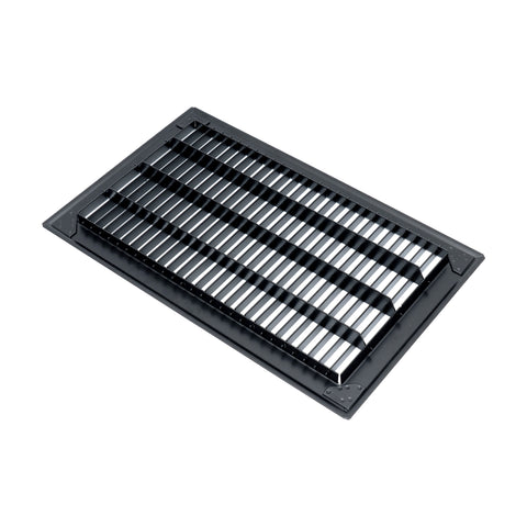 6"x24" Black Steel Return Air Floor Grille, Walkable Heavy-Duty Fixed-Blade Vent Cover