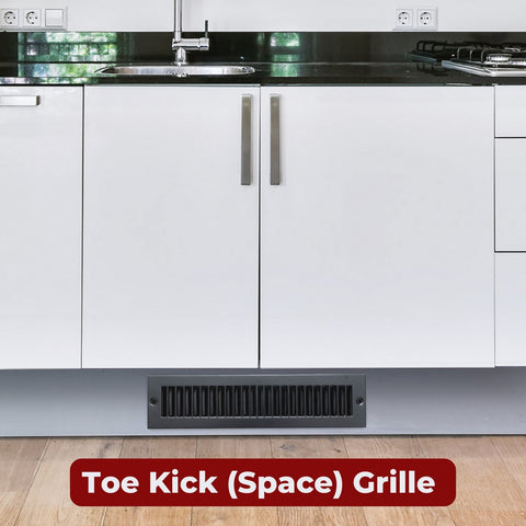 4"x14" Black Toe Kick Vent Cover, Cabinet Toe Space HVAC Register Grille